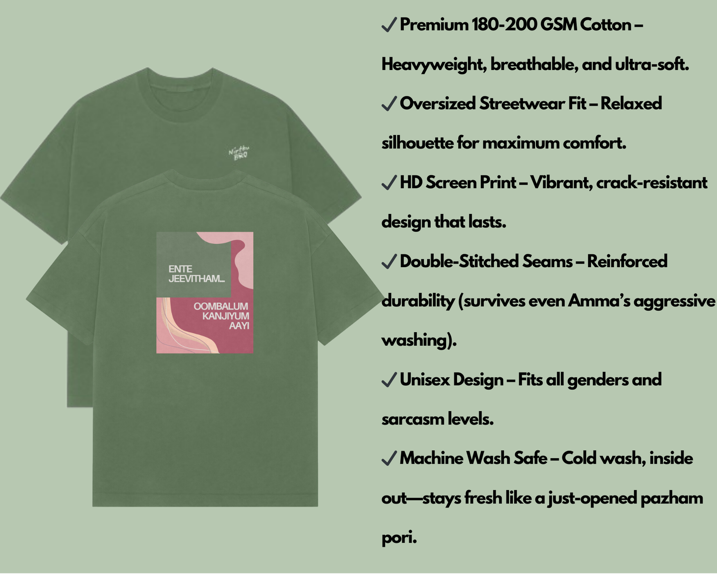 The Oombalum Kanjiyum Premium Oversized T-Shirt